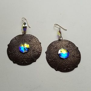 GYPSY QUEEN MEDALLION OPAL EARRINGS NEW